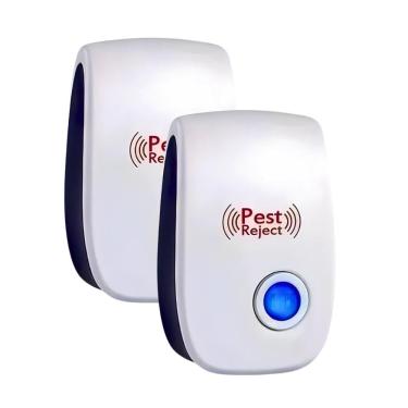 Imagem de Repelente Ultrassônico, Kit 2 Unidades, Espanta Mosquitos, Pernilongos, Formigas e Baratas, Branco, Bivolt, Tomada, 20x10x10 cm, 100g, Seguro para Crianças e Pets
