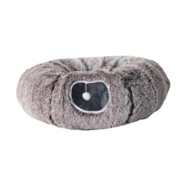 Imagem de Whtkoph Túnel/Cama/Esconda para Gatos Domésticos: Caverna Portátil, Conveniente e Quente para Animais de Estimação com Bola Pendurada, Ideal para Cães de, CafÉ