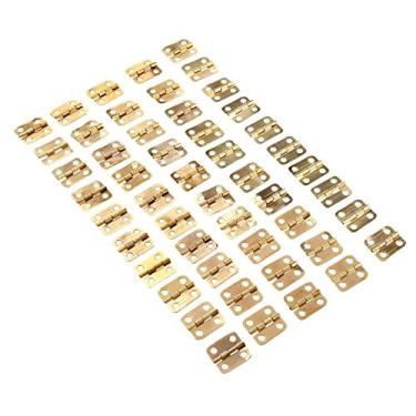Imagem de 50 pcs 16x13mm porta do gabinete dobradiças decorativas jóias caixa de madeira armário com unhas acessórios de móveis de bronze antigo/ouro YYDFPIIA (Color : Gold)