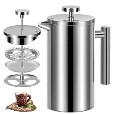 Imagem de Cafeteira Francesa de Aço Inoxidável 800ml, Dupla Parede, Design Elegante, Fácil de Usar e Limpar, Preserva o Sabor do Café, Ideal para Casa ou Escritório