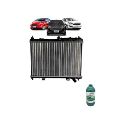 Imagem de Kit Radiador Ford Fiesta 2013 a 2016 1.5 1.6 e Ka 2015 + Aditivo Lubrax Verde Concentrado 1L