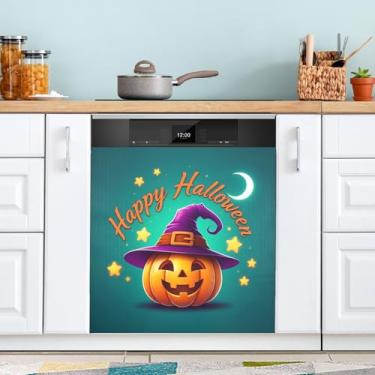 Imagem de ATTX Capa magnética de abóbora para lava-louças, 58,4 cm C x 66 cm A, decoração da capa da máquina de lavar louça, decalques de armário doméstico e eletrodomésticos adesivos #354