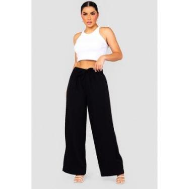 Imagem de Calça Pantalona D Bell Outlet Fashion Friso Frontal Preta-Feminino