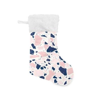 Imagem de GakkiGii Pacote com 2 meias de Natal com estampa de azulejo de pedra, decoração grande para pendurar na parede da árvore da lareira, 45 x 31 cm