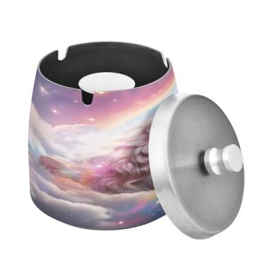 Imagem de Blueangle Cinzeiro Sky Horse com tampa para cigarros, à prova de vento/chuva, aço inoxidável, sem fumaça, inodoro, cinzeiro para uso interno ou externo (517)