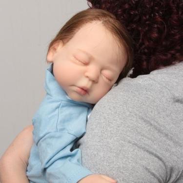 Imagem de Bebê Reborn Boneco Realista Fio a Fio Olho Fechado + Itens - Cegonha R