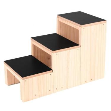 Imagem de Escada Para Maca 3 Degraus Reforçada Madeira Maciça Hospital - Bisbel