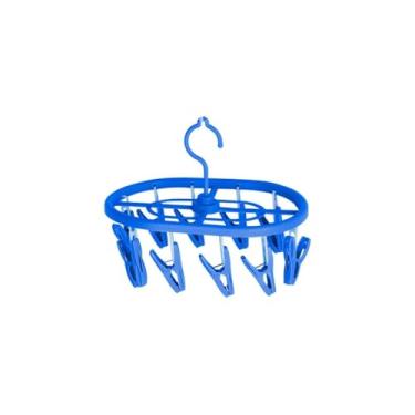 Imagem de Varal Oval com 10 Prendedores, Plástico, 23cm x 16cm, Compacto e Funcional, Ideal para Secar Peças Pequenas, Cor Sortida