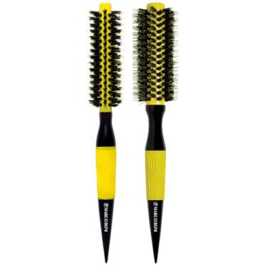 Imagem de Kit 2 Escova Cabelo Profissional Marco Boni Térmica Em Cerâmica Premium Com Cerdas Duplas De Javali