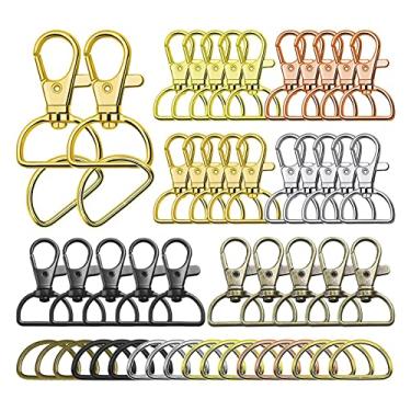Imagem de CUOFYUNL 120pcs chaveiro de pressão giratório em forma de D cordão de metal gancho anel para coleira de animal de estimação mochila bolsa