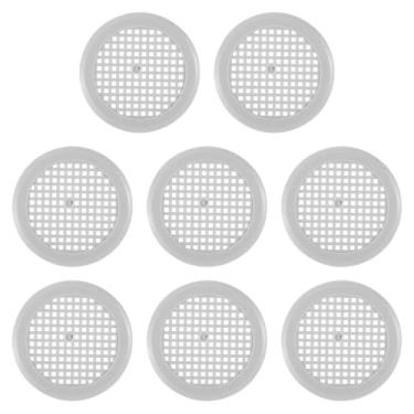 Imagem de PATIKIL Capa de ventilação redonda de 2 polegadas (60 mm), 8 peças de plástico circular Soffit exaustor malha orifício de ventilação capa de grade para banheiro escritório casa cozinha, cinza