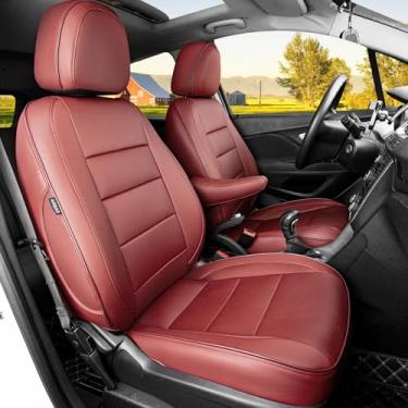 Imagem de HKZ Capas de assento de couro Encore de ajuste personalizado para Buick Encore 2013 2014 2015 2016 2017 2018 2019 2020 2021 2022-5-Assentos Conjunto completo (Borgonha)