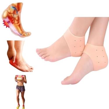 Imagem de Par de Meia Palmilha de Silicone Gel Ortopédica para Calcanhar e Esporão - Alívio da Dor e Conforto para Fascite Plantar