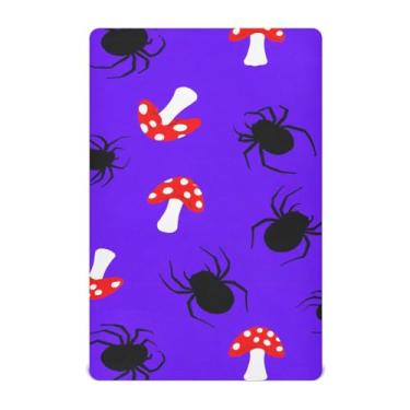 Imagem de Wassud Lençóis de berço respiráveis de cogumelos e aranhas negras, capas de colchão de berço de 71 x 132 cm, lençol de bebê neutro para meninos e meninas (serve para berço padrão e embalagem e