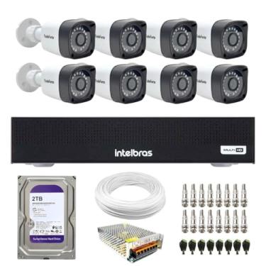 Imagem de Kit 8 Câmeras Tudo Forte TF 2020 B Full HD 1080p Bullet Visão Noturna 20M Proteção IP66 + DVR Gravador Intelbras MHDX 1108-C 8 Canais + HD Interno 2TB