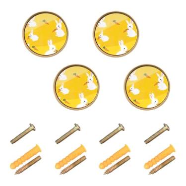 Imagem de xigua 4 maçanetas brancas fofas de armário de coelhos redondos de zinco sólido, puxadores decorativos de 3,5 cm para armário de banheiro, cômoda, armário e guarda-roupa