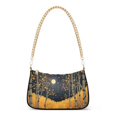 Imagem de CEBUGI Bolsas transversais femininas bolsa de ombro Aspen Trees bolsa clutch elegante com alça de corrente