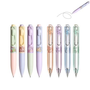 Imagem de GZBABY Canetas de gel fofas 8 peças, caneta esferográfica retrátil, 0,5 mm, tinta preta, caneta de bolso para marcar assinatura (paisagem, brincar)