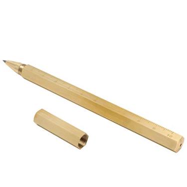 Imagem de Zerodis Caneta de Tinta Gel Clássica de Latão Sólido, 0,5 Mm, Esferográfica de Metal Dourado, para Casa, Escritório, Escola, Artesanato, Instrumento de Escrita de Assinatura (Com escala)