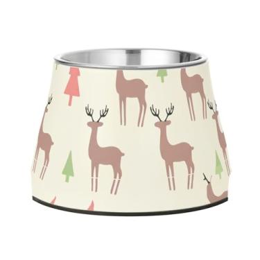 Imagem de Burbuja Tigela de aço inoxidável para comida e água para cães de cervo árvore de inverno, antiderrapante para cães médios e gatos, 590 ml