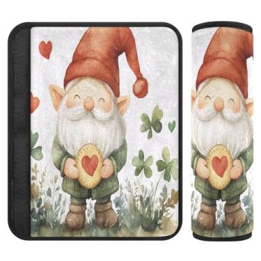 Imagem de Burbuja Capa para cinto de segurança de carro St. Patrick Gnomo, macio, confortável, protetor de cinto de segurança de carro para alça de ombro de assento de carro, 1 par pequeno