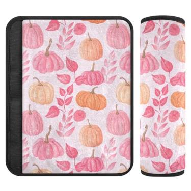 Imagem de Burbuja Capas para cinto de segurança de carro Pink Pumpkins protetor de cinto de segurança macio confortável para alça de ombro de assento, 1 par pequeno