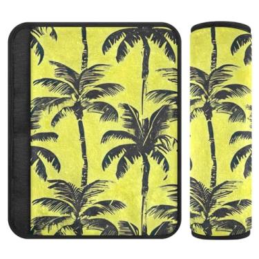 Imagem de Burbuja Capa para cinto de segurança de carro retrô palmeiras macias e confortáveis para alça de ombro de assento de carro, 1 par pequeno