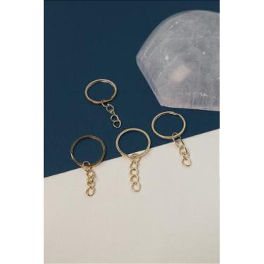 Imagem de Argola de Chaveiro Modelo Italiano com 25mm e Corrente - Pacote com 10