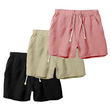 Imagem de Kit 3 Bermudas Masculina Linho Short Casual Ajuste Perfeito-Masculino