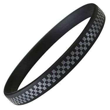 Imagem de OLUAGE Pulseira antiestática Sparknon-X pulseira de silicone para homens e mulheres feita no Japão (tamanho G, xadrez preto pérola)