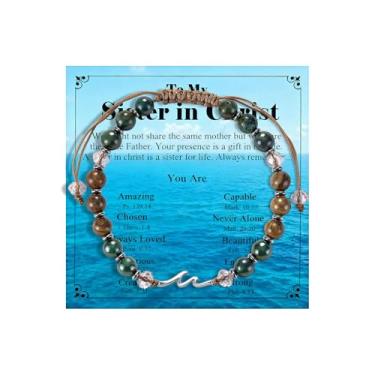 Imagem de 72ore Pulseira de cruz para irmã em Cristo, pulseira para mulheres, presentes cristãos, presentes de batismo, joias irmã em Cristo, pulseiras inspiradoras de fé, Large, Zinco, Sem Pedra Preciosa