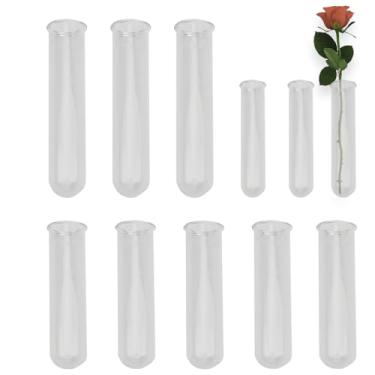 Imagem de Pacote com 11 tubos de ensaio de vidro transparente, estação de propagação de plantas, 3 tamanhos para pendurar na parede e mesa de vidro, vasos hidropônicos para decoração de casa e escritório, fundo