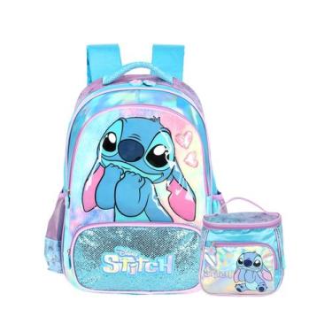 Imagem de Kit Lilo Stitch Mochila Costas + Lancheira Premium Luxo - Maxlog, AZUL