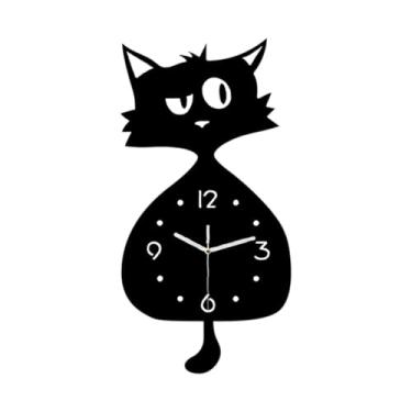 Imagem de IEUDNS Relógio de Parede de Gato em Acrílico, Relógio Decorativo Fofo para Quarto, Escritório E Sala de Jantar.