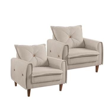 Imagem de Kit 2 Poltronas Miami em Madeira de Eucalipto Movellu Home, Boucle Beg