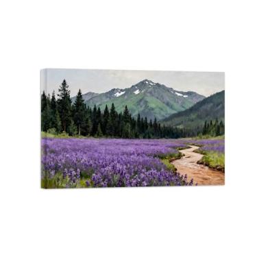 Imagem de BMZFYBS Tela de paisagem de arte de parede - flores de árvore de montanha - impressão de pintura de decoração moderna para sala de estar pronta para pendurar tela embrulhada 60 x 90 cm 24 x 35 pol