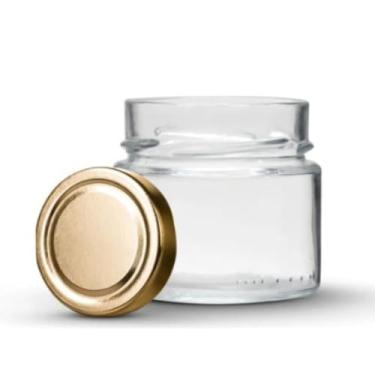 Imagem de Kit 20 unidades - Pote de vidro Pianezza - 210 ml - Tampa Dourada