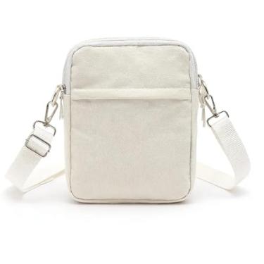 Imagem de Bolsa tiracolo feminina de nylon com alça de pulso minimalista, Branco, Medium, Mochila casual