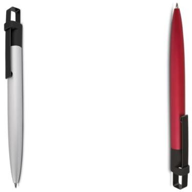 Imagem de Caneta Esferográfica de Metal Azul, Ponta Touch, Corpo Emborrachado, Ponta Média 1.0mm, Ambidestro, Cilíndrico, Moderno, 25g (Kit 2 Vermelho)