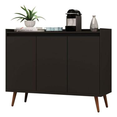 Imagem de Buffet Aparador Retrô Delux 3 Portas Preto - Moveisaqui