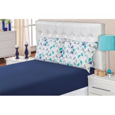 Imagem de Jogo De Cama Malha Casal Quality 03 Peças - Geométrico Azul