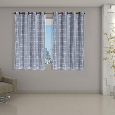 Imagem de Cortina Blackout PVC Cinza Voil Xadrez 2,80m x 1,60m Forro 100% PVC/Voil 100% Poliéster - Cinza