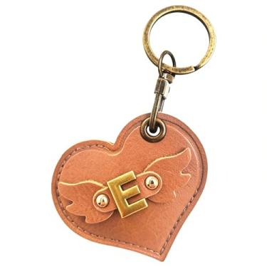 Imagem de Capa de chaveiro de couro com letra inicial do alfabeto compatível com AirTag, linda capa protetora de ar com chaveiro de bronze, capa rastreadora GPS antiarranhões para animais de estimação, chaves