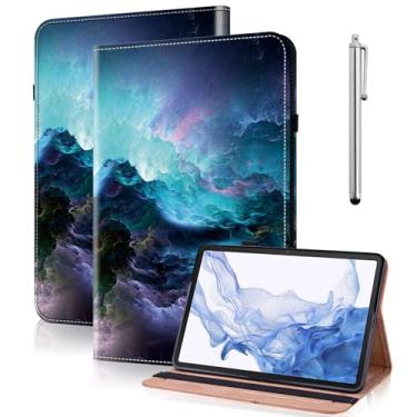 Imagem de VODEFOX Capa para Samsung Galaxy Tab A8 de 10,5 polegadas 2022 SM-X200/X205/X207, capa de couro PU elegante com suporte flip com faixa elástica e suporte para cartão para tablet Galaxy Tab A8 de 10,5