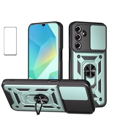 Imagem de WVOZWWO Capa para Xiaomi Redmi Note 13 4G com protetor de tela, capa protetora com suporte, capa de telefone militar para Xiaomi Redmi Note 13 4G (verde, Galaxy A16)