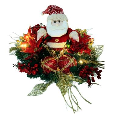 Imagem de Decoração Natal Arranjo De Mesa Papai Noel Luzes LEDs 60cm