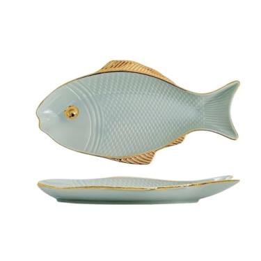 Imagem de Prato de peixe de cerâmica multifuncional de grande capacidade peixe a vapor doméstico minimalista criativo prato de sushi prato de jantar de frutos do mar prato de jantar de comida ocidental adequado