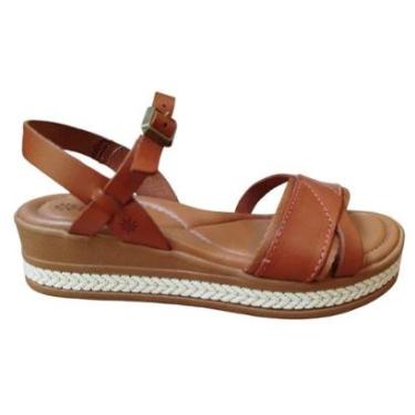Imagem de Sandália em Couro Anabela New Face 31884 Marrom-Feminino