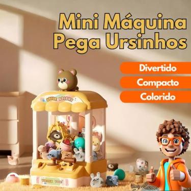 Imagem de Mini Máquina de Pegar Ursinhos Infantil com Garra, Som e Pelúcias Cor: