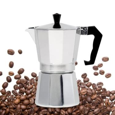 Imagem de Cafeteira clássica de café expresso e fogão, panela de moka para café italiano e cubano, cafeteira Greca, cafeterias, 6 xícaras de café expresso, prata